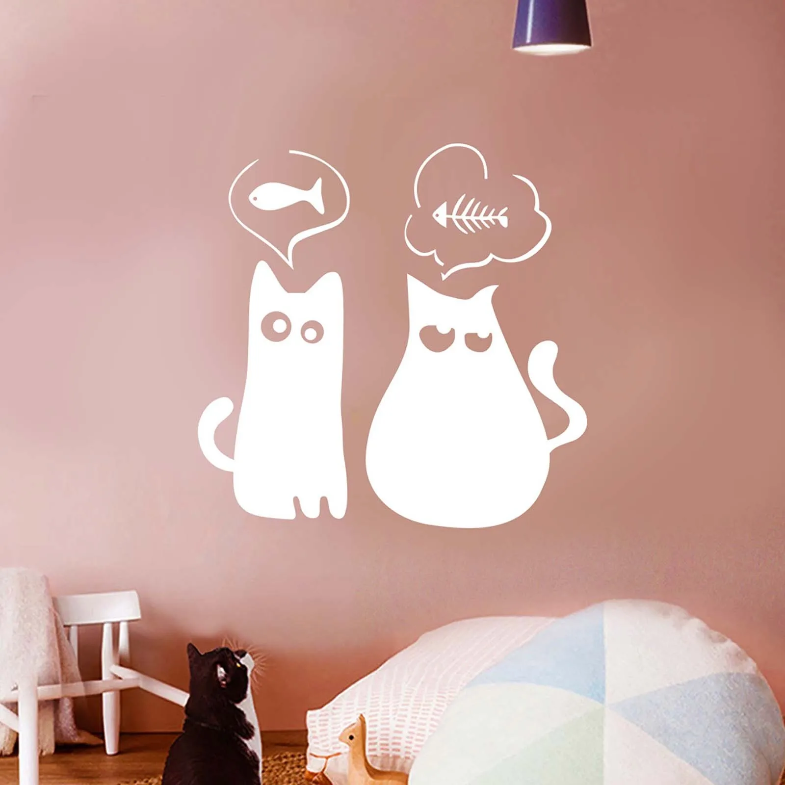 Fish Cat Couple Decorative PVC Stickers Removable Custom Living Room Winter  Foam Stickers for Kids Power Puffs Girls Stickers