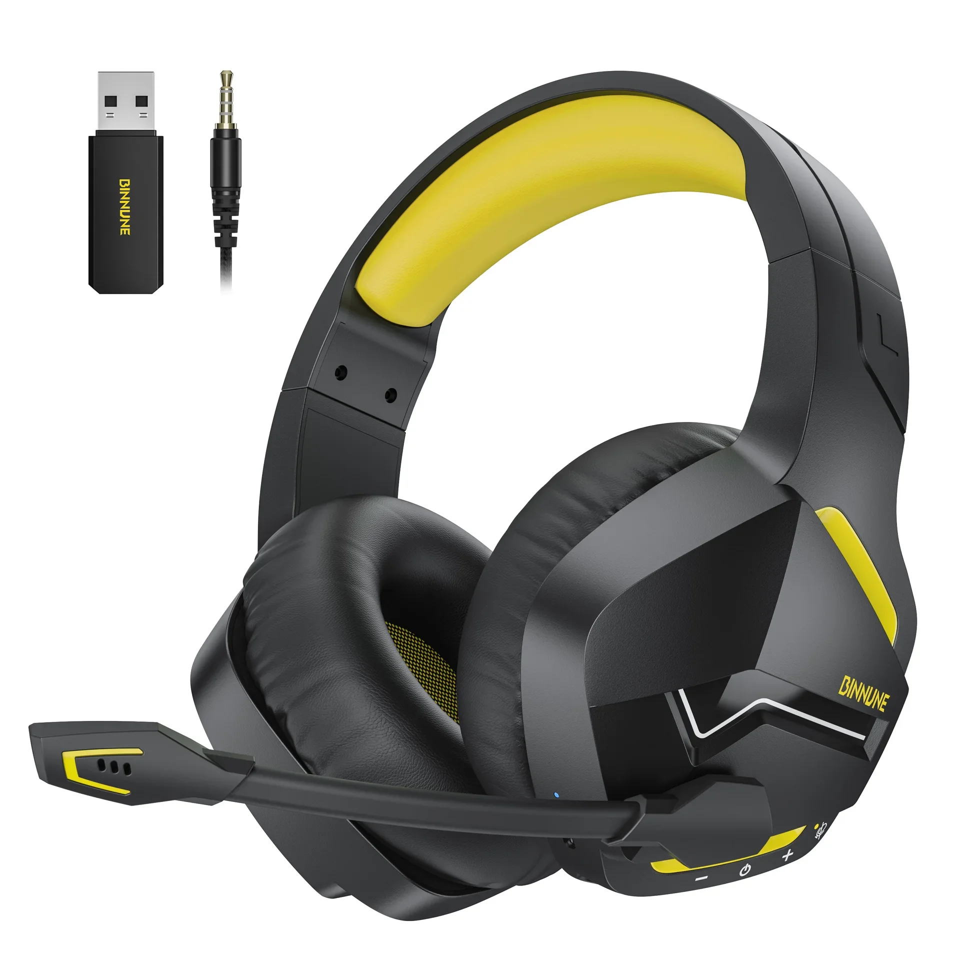 Binnune Gaming Headset With Mic Dual Wireless For Pc Ps4 Ps5 Bluetooth For Laptop Computer Headset Gaming Headphones