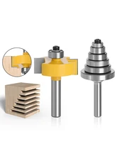  6mm/6.35mm/8mm Shank Rabbet Router Bit with 6 Bearings Set Adjustable Tenon Cutter Cemented Carbide Woodworking Bits LT051 