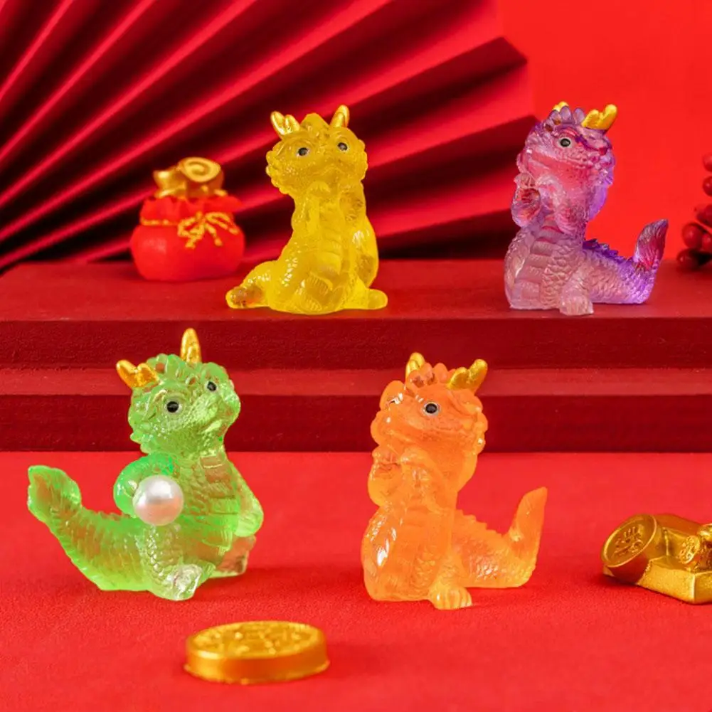 

Transparent Resin Dragon Ornaments Auspicious Dragons Miniatures Decor New 2024 Figurines Year Decoration Home Chinese K5C1