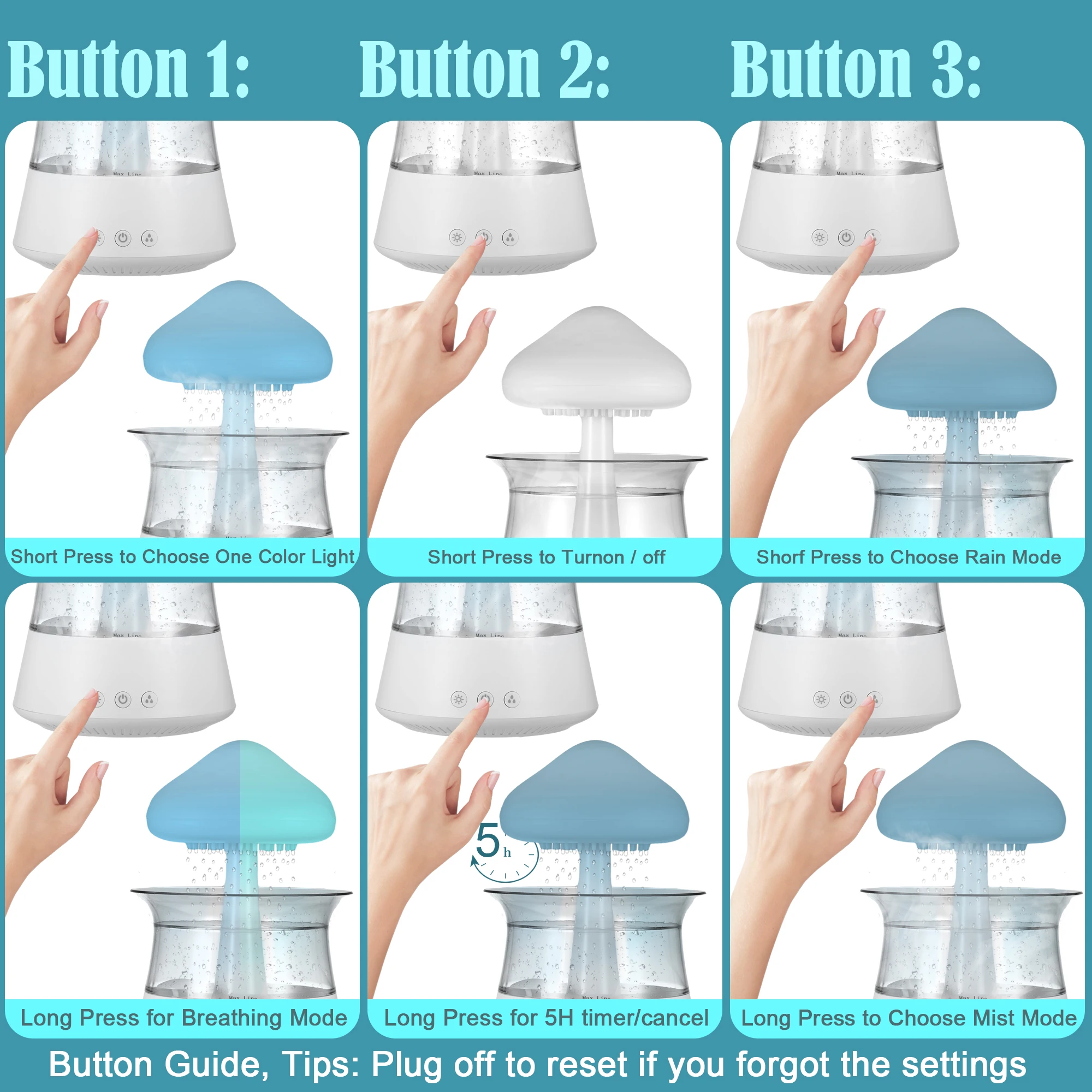 Portable Rain Cloud Night Lights Humidifier with Raining Water Drop Sound 7 color Led Light Essential oil diffuser aromatherapy