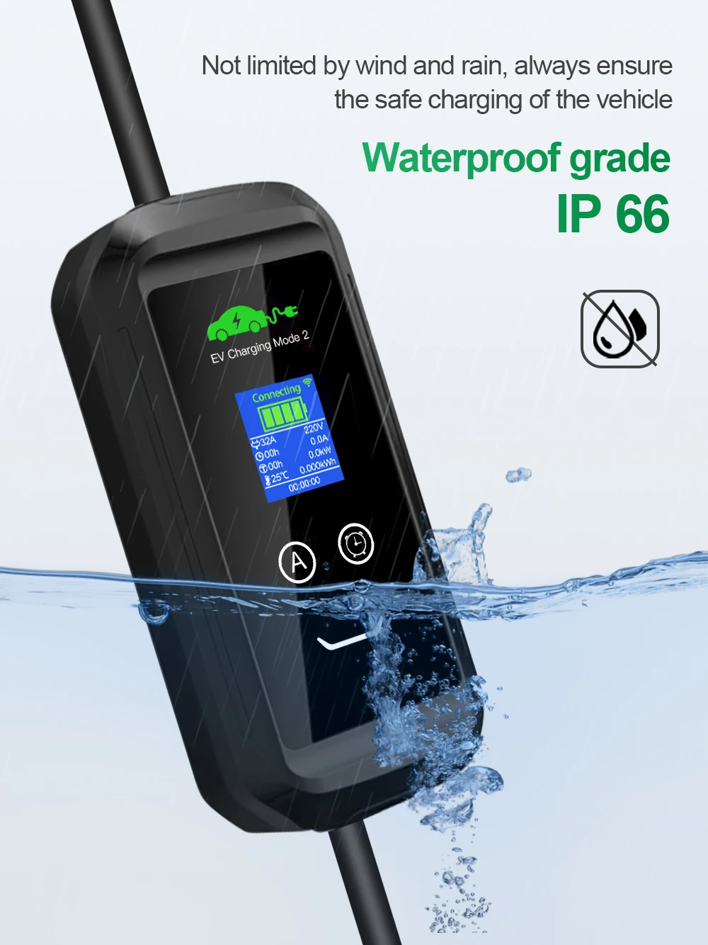 Chiefleed Tragbares EV-Ladegerät 16A 3,6KW Typ 2 IEC-62169 Timer Smart Tuya App WLAN-Steuerung Setzt Ladezeit für Elektrofahrzeuge – Detail 5