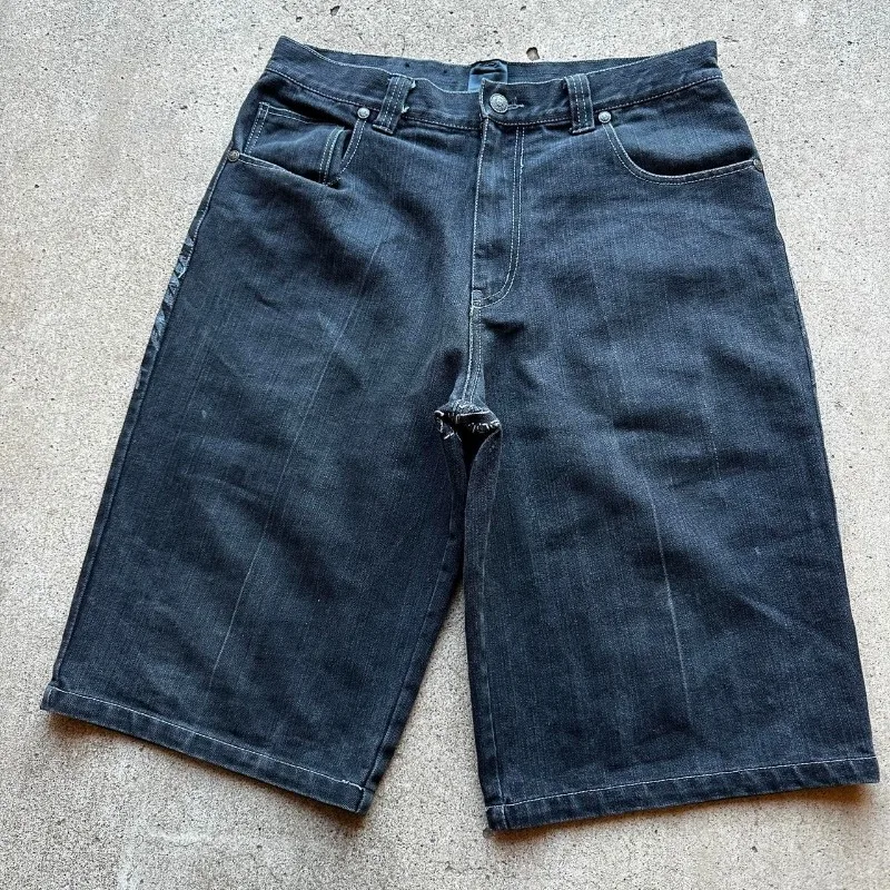 Summer Oversized Print Casual Denim Shorts Men Y2K Harajuku Vintage Hip Hop Casual Joker Couple Pants