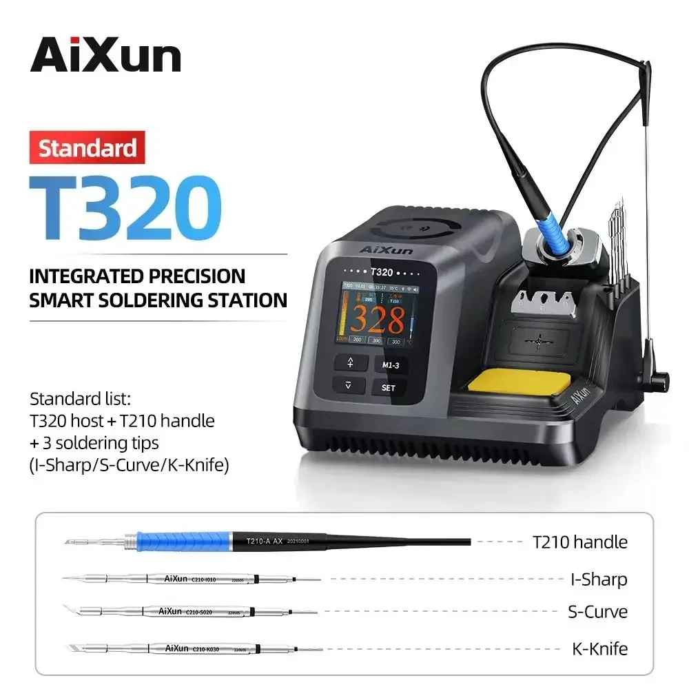 AIXUN T320 지능형 납땜 스테이션, 정밀 재작업 도구, 휴대폰 수리용 납땜 다리미 팁, T245 T210