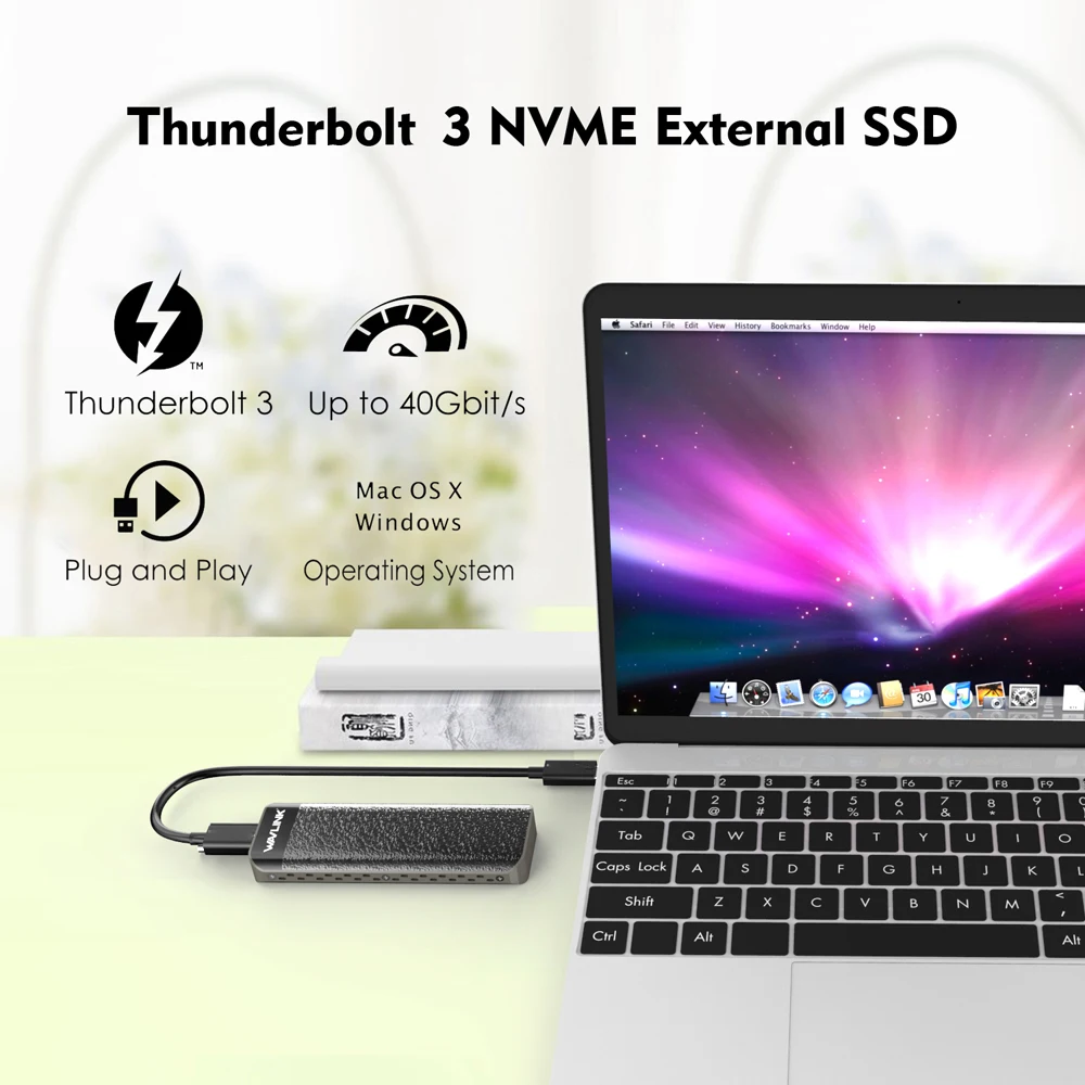 WAVLINK Thunderbolt 3 M.2 Enclosure for PCIe NVMe SSD 40Gbps