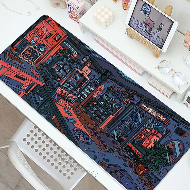 Large Kawaii Gaming Mouse Pad – Pixel Art Anime Design, XXL Extended Mat