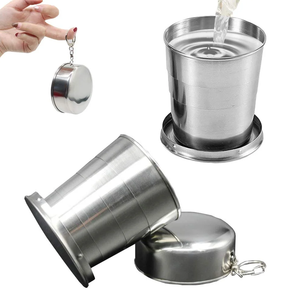 

Stainless Steel Folding Cup Portable Retractable Drinking Cup Folding Cup Teacups Teaware Folding Coffee Mug For Outdoor Travel