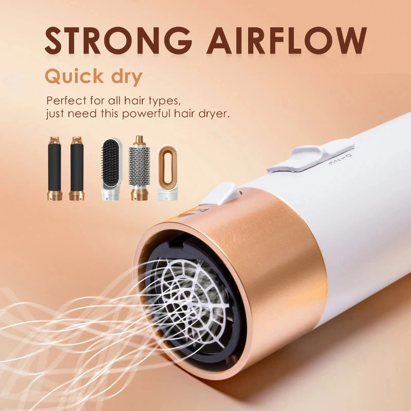 5 in 1 Hair Dryer Hot Comb Set Professional Curling Iron Hair Straightener Styling Tool For Dyson Airwrap Hair Dryer Household - Image 2