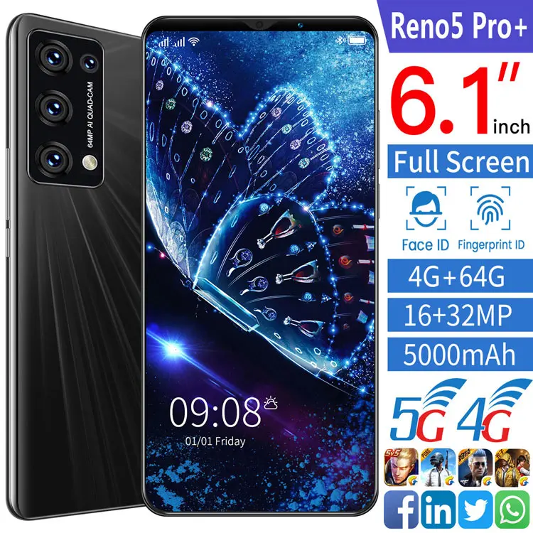 Смартфон Reno5 Pro + 6 1 дюйма 12 256 ГБ процессор MT6889 16 32 Мп Android |