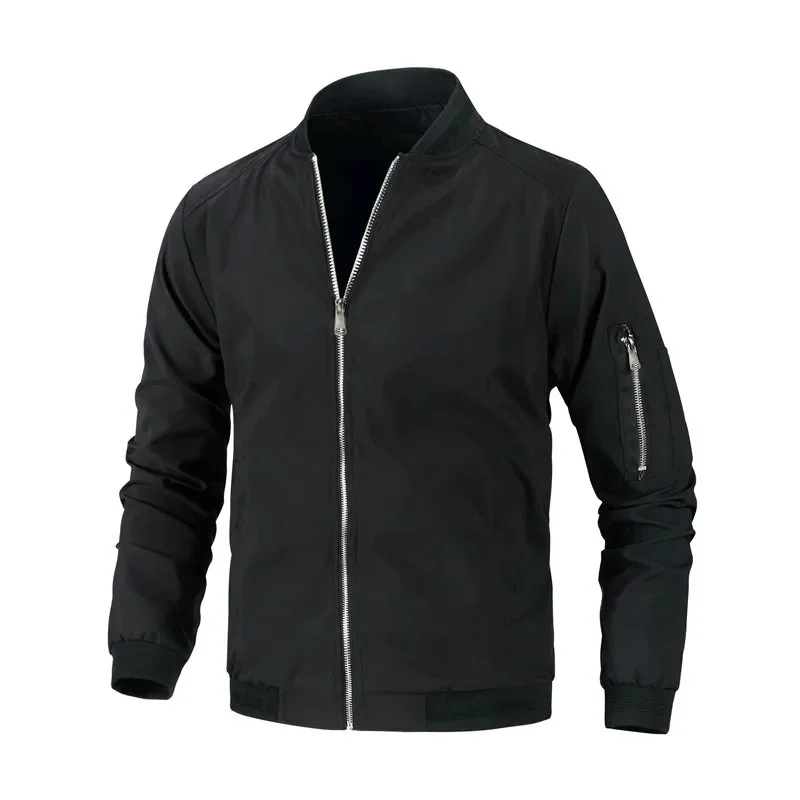 Men's Trendy Bomber Jackets Casual Breathable Stand Collar Zipper Design Outdoor Windproof Fashion Baseball Coat Male Clothing