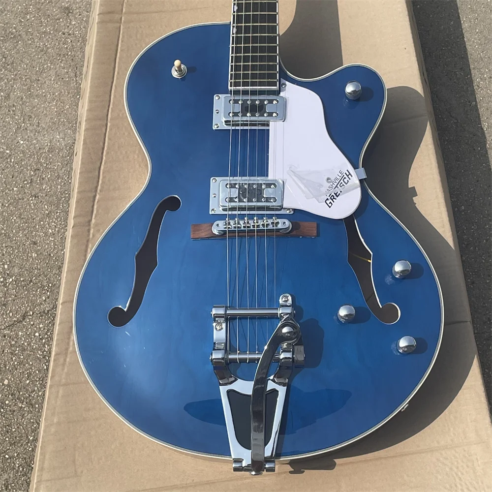 Guitar Gretch Blue Falcon Electric Guitar Gold Sparkle Body Binding Hollow Body Double F Hole