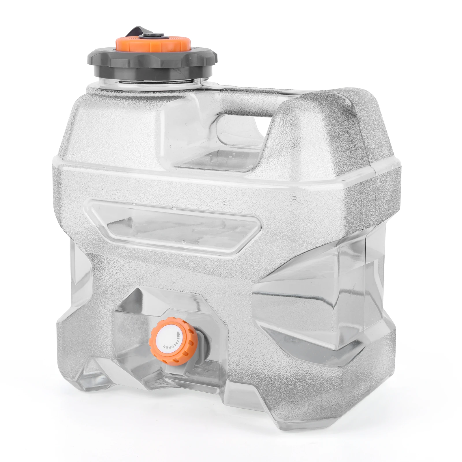 12L Water Container Clear Gray Emergency Water Storage with Spigot Portable Water Tank for Outdoor Hiking Camping Home Use