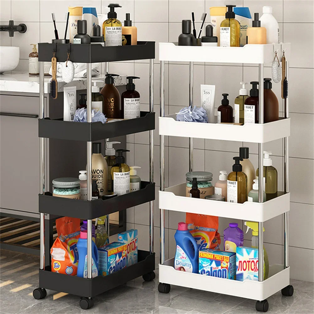 

Utility Shelf Kitchen Cart Rack Livingroom 3/4 Bathroom Storage Organizer Rolling Gap Movable Slim Slide Tier