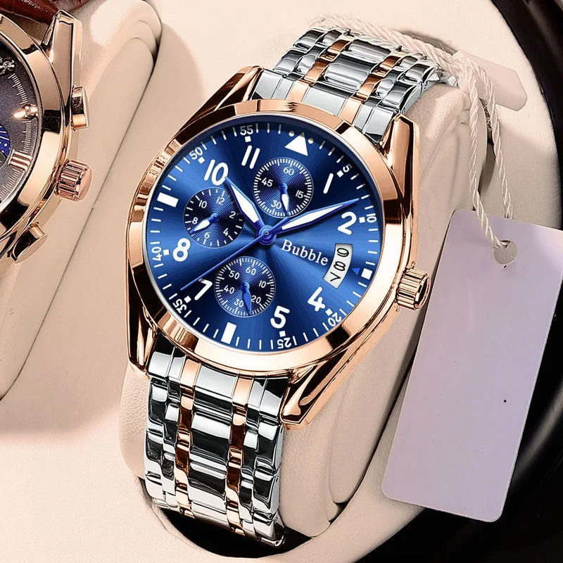 Men's High-End Luminous Steel Wristband Quartz Watch - Classic Business Fashion Trend Gift