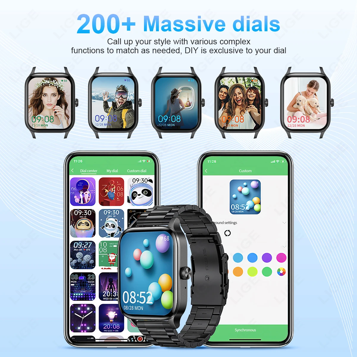 LIGE Fashion Smart Watch Women 1.85” HD Screen Custom Watch Face Women’s Health Monitor Watch Bluetooth Call Sports Smartwatches