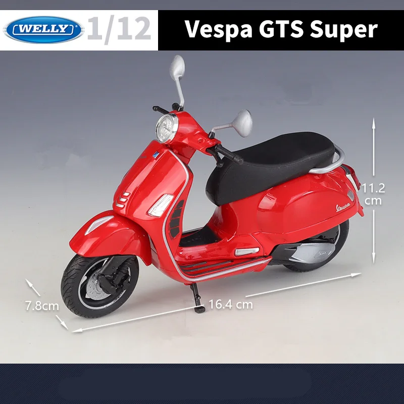 WELLY 1:12 Vespa GTS Super 2020 Alloy Leisure Motorcycle Model Simulation Metal Street Road Motorcycles Model Childrens Toy Gift 4