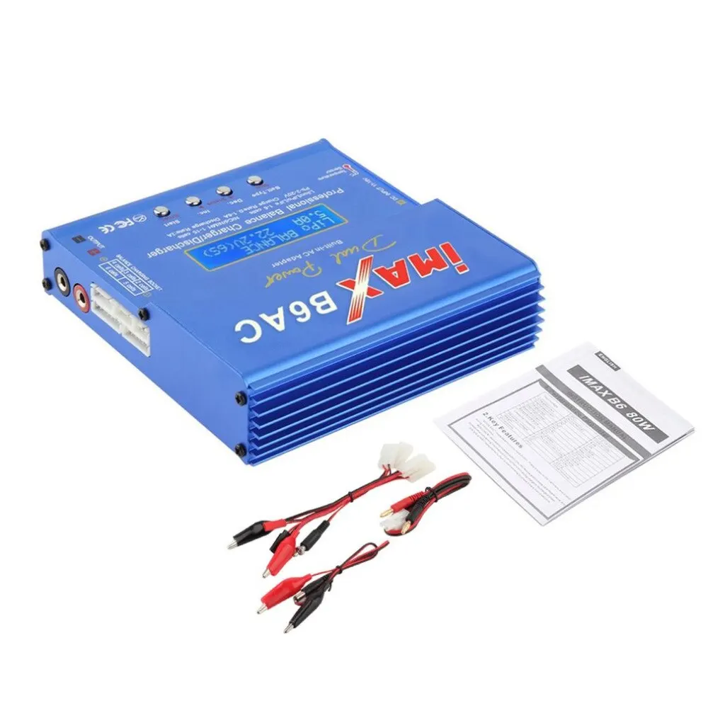 

Blue 80W iMAX B6AC 100V-240V Lipo NiMH 3S RC Lithium Battery Balance Charger Digital LCD Screen RC Hobby
