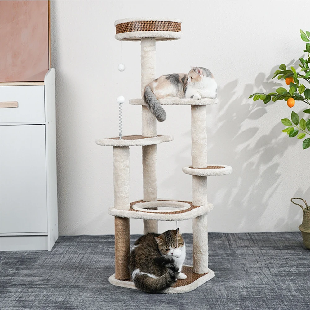 

Cat Climbing Frame Cat Tree Cat Nest 4 Seasons Universal Integrated Large Save Space Module Pillar Solid Wood Cat House