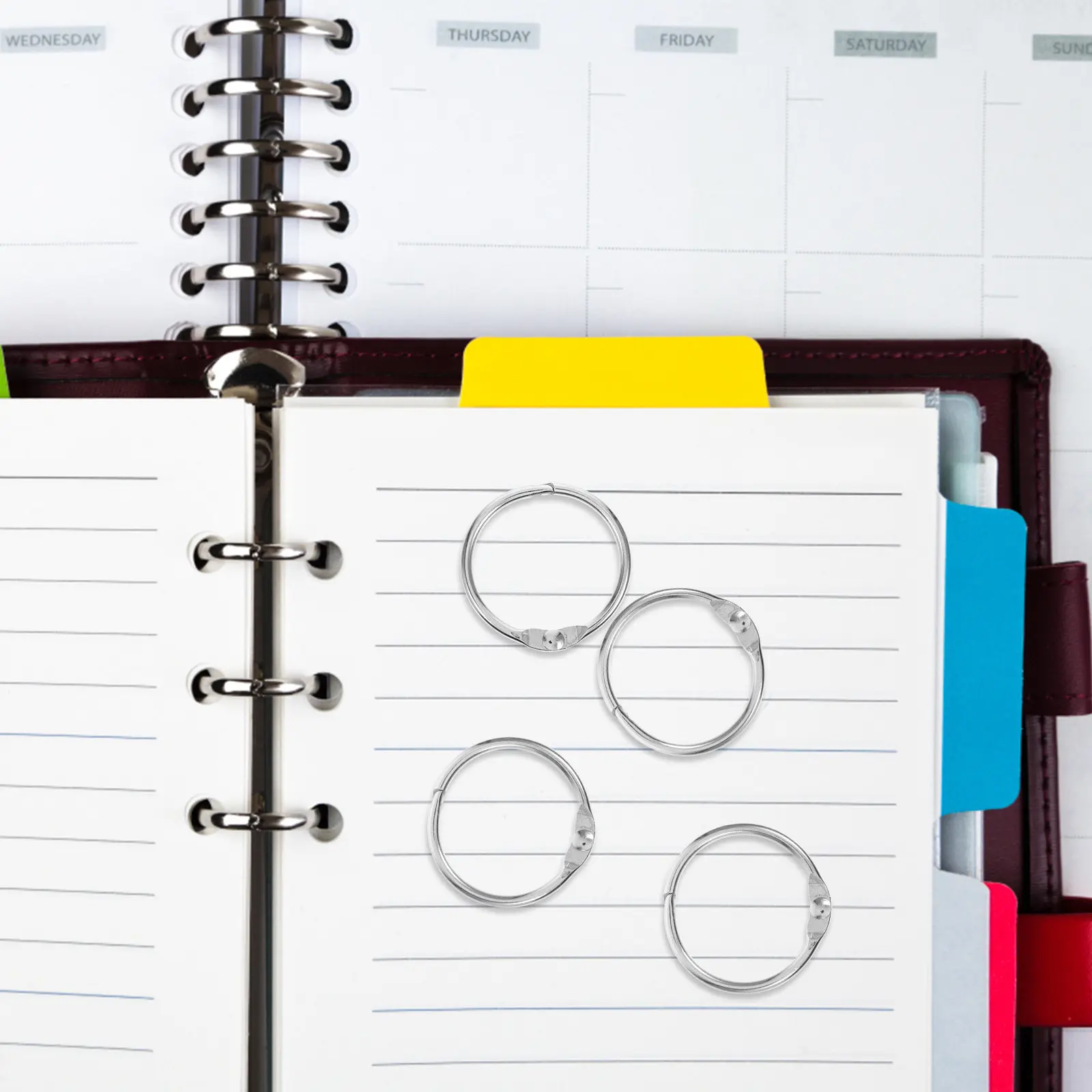 100개 소형 금속 루즈리프 바인더 링, DIY 스크랩북 플래시 카드 키체인 용..