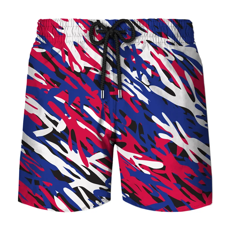 America Leaf Forest Camouflage Board Shorts Men Clothing 3D Print Hawaii Beach Shorts Blue Sea Camo Shorts Pants Cool Ice Shorts 6