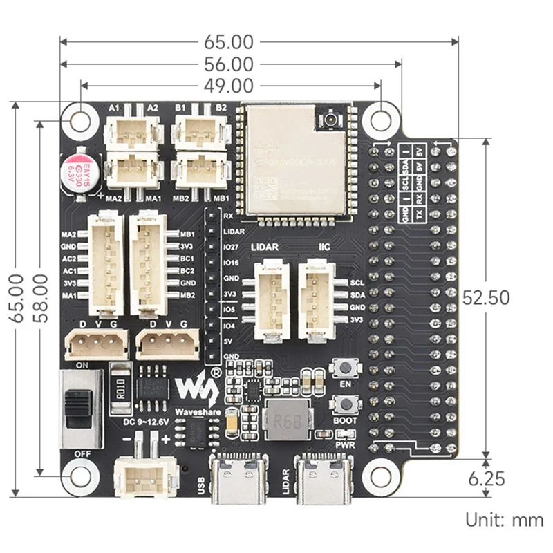 Waveshare Multi-Function Interface Driver Board Parts For Robots Based On ESP32 Supports WIFI Bluetooth ESP-NOW 6