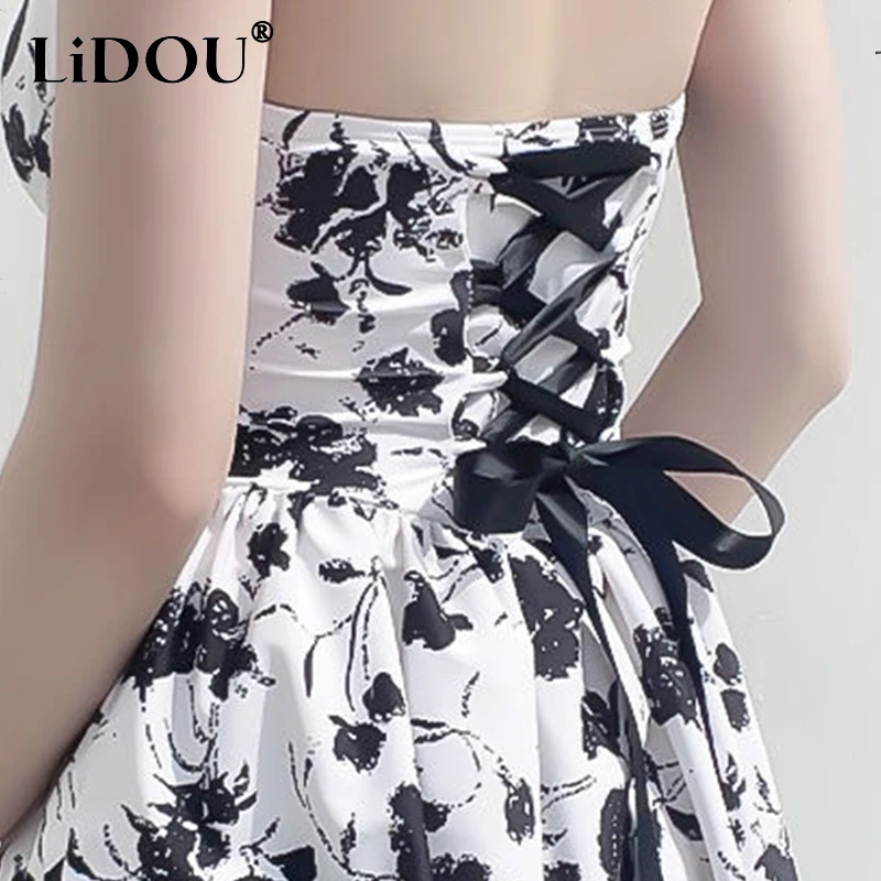 2023 New Korean Fashion Summer Sexy Swimsuits Women Contrasting Colors Elegant Grace Bohemian Sleeveless Chic Casual Swimwear