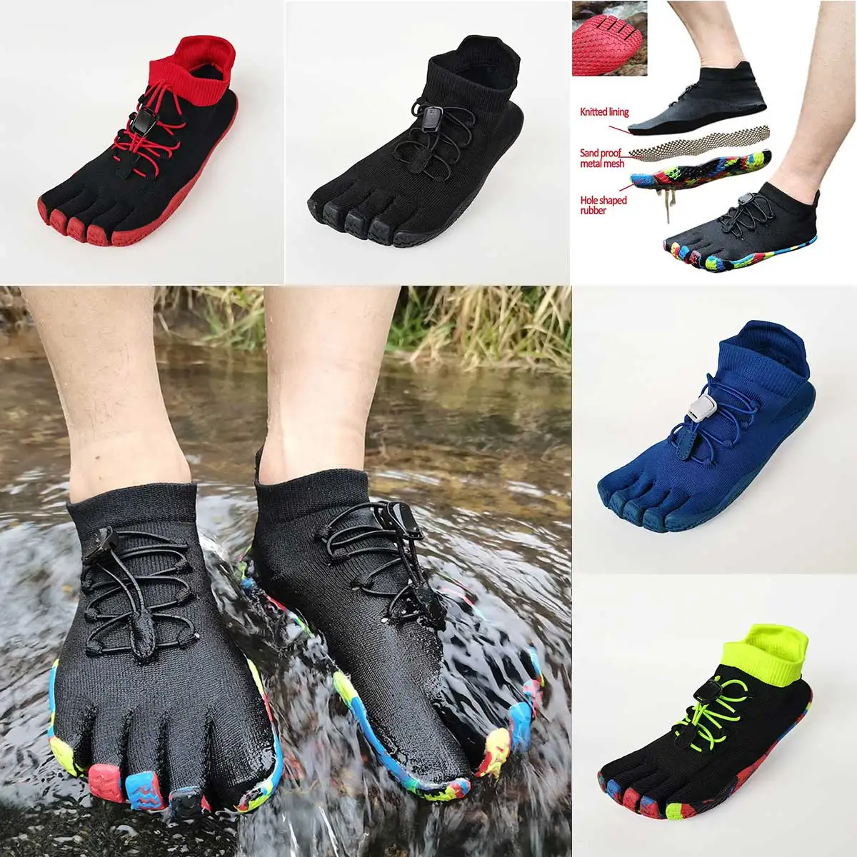 Unisex Split Toe Men FiveFingers Casual Sneakers Climbing Drainage Mesh Women Canyoning Quick Drying Water Shoes_vogvips.com
