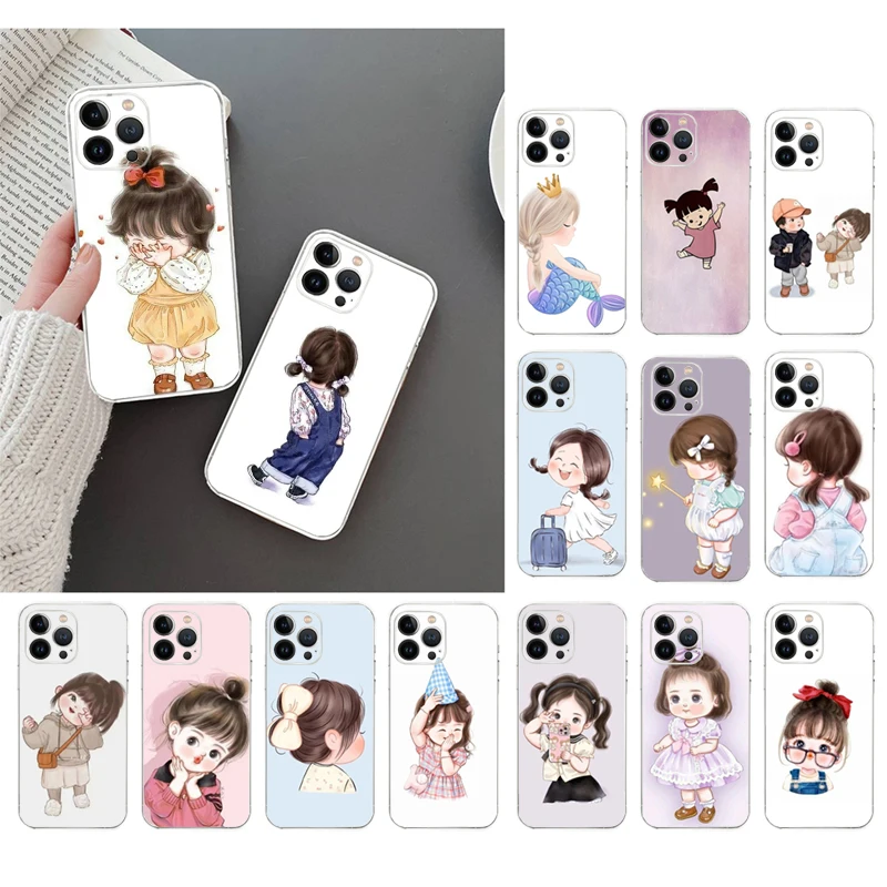 

Cute Cartoon Girl Phone Case For iphone 15 14 Pro Max 13 12 11 Pro Max XSMax XR 12 13 mini 14 Plus Shell