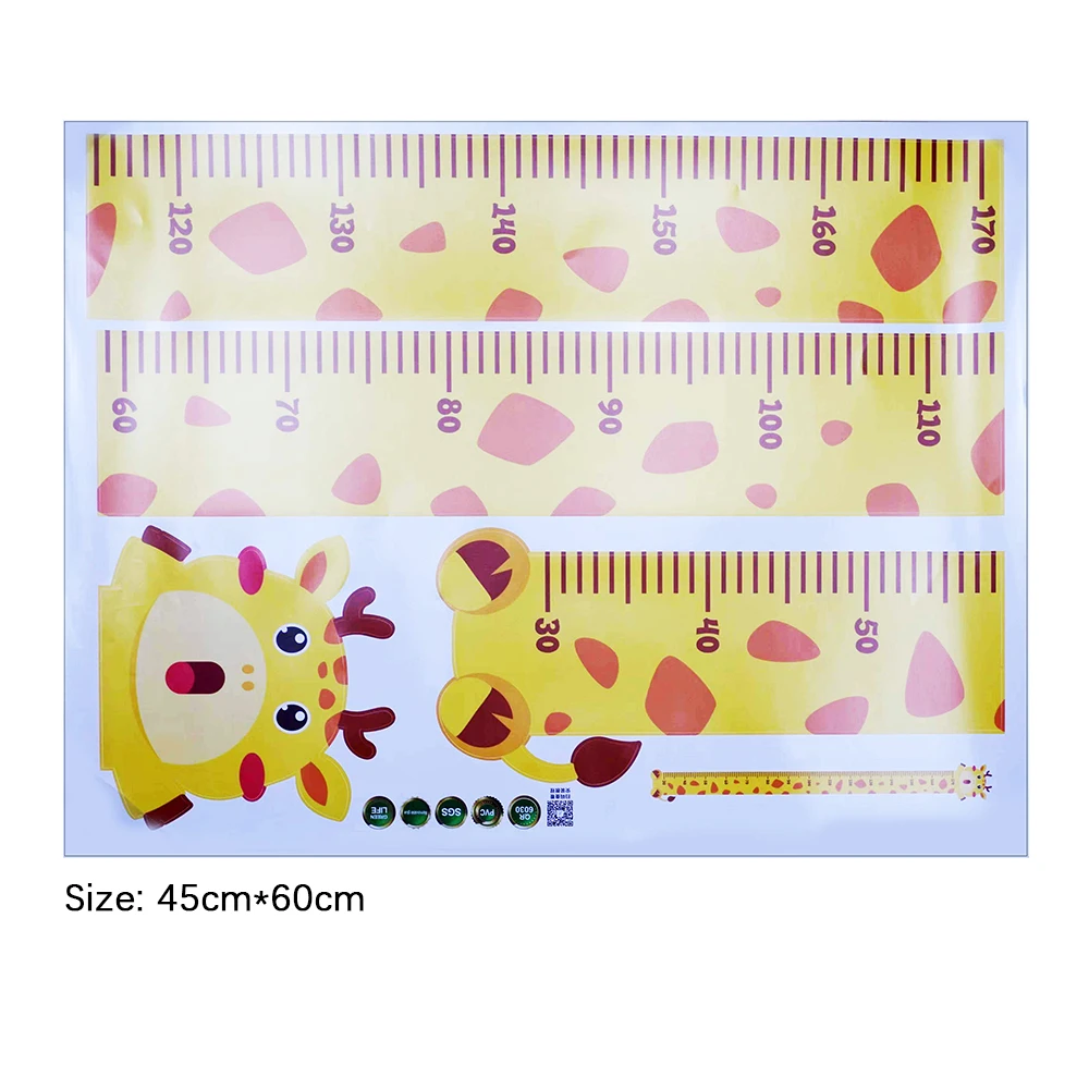 Cartoon Animal Growth Chart Wall Stickers Kindergarten Home Decoration Rabbit Giraffe Mural Children Height Measurement Stickers