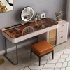Makeup Vanity, Dressing Table Desk Super Storage, with LED Light Vanity Mirror with ash Full Solid Wood upholstered Vanity Stool 1