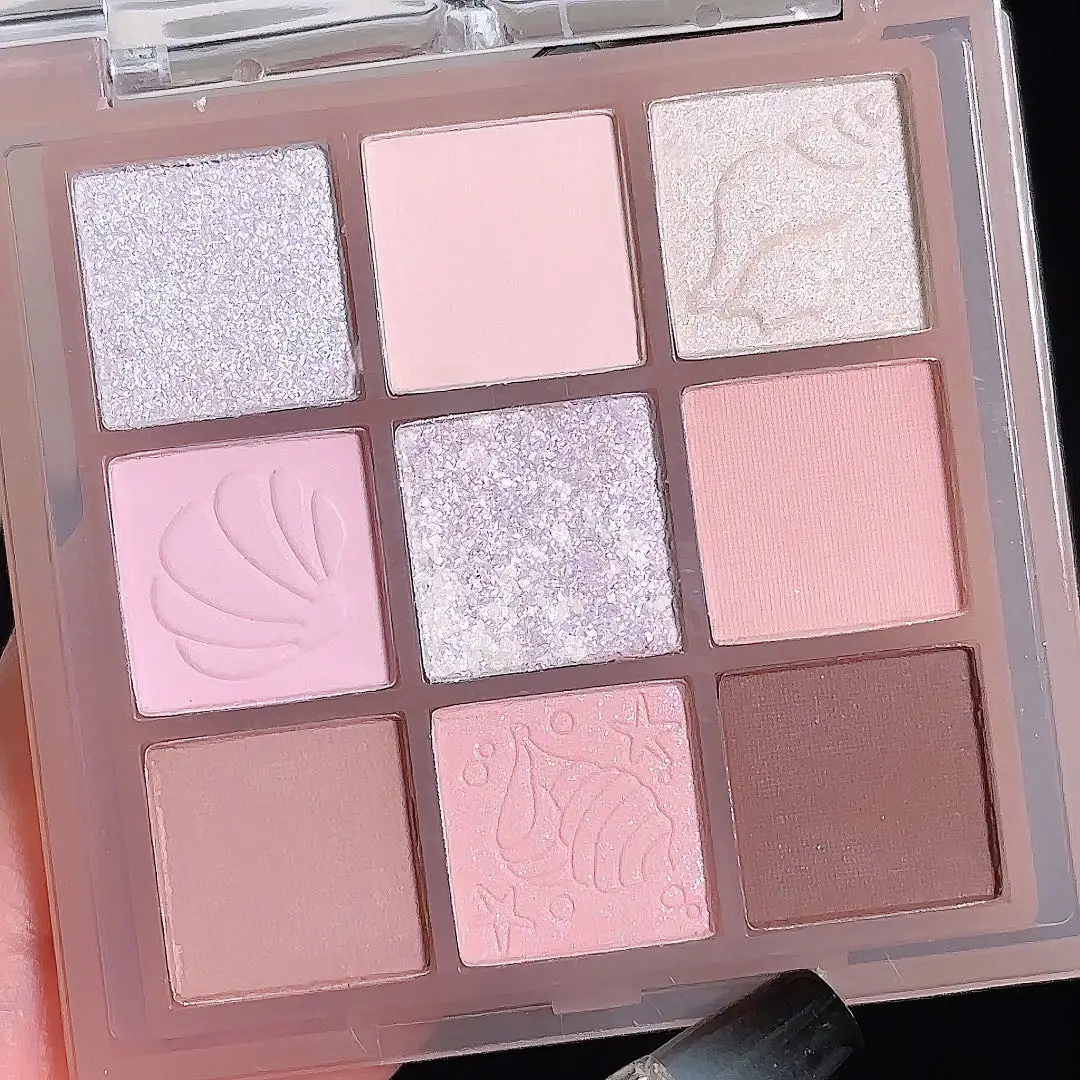 DIKALU New Shell Nine Color Eyeshadow Plate Powder Purple Low Saturation Earth Blush High Light Lying Silkworm Brightening Compr 4