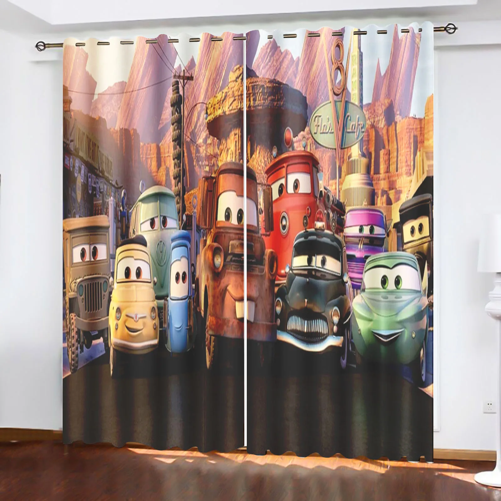 Lightning McQueen  Cortinas Curtains For Living Room Anime Blackout Curtains Home Decor Cartoon Cute 커튼 Luxury 100% Polyester 3