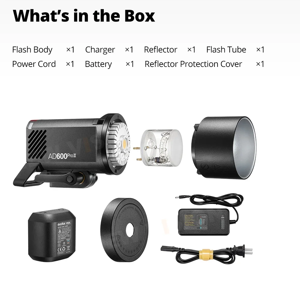 Godox 600W AD600PRO II All-in-One Outdoor Flash TTL HSS Built-in Li-on Battery 2.4G Wireless X System Strobe Light for Camera 6