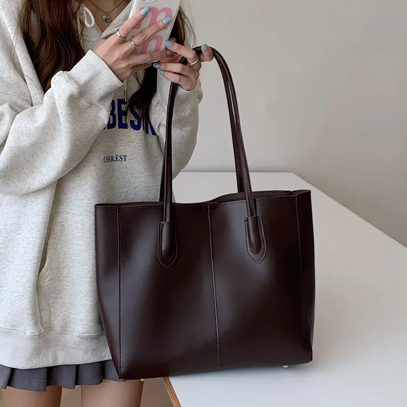 Women's Vintage Style Tote Bag Large Ins Fashion Shoulder Bag Spacious Work Commuter Bag Trendy Casual Daily Use