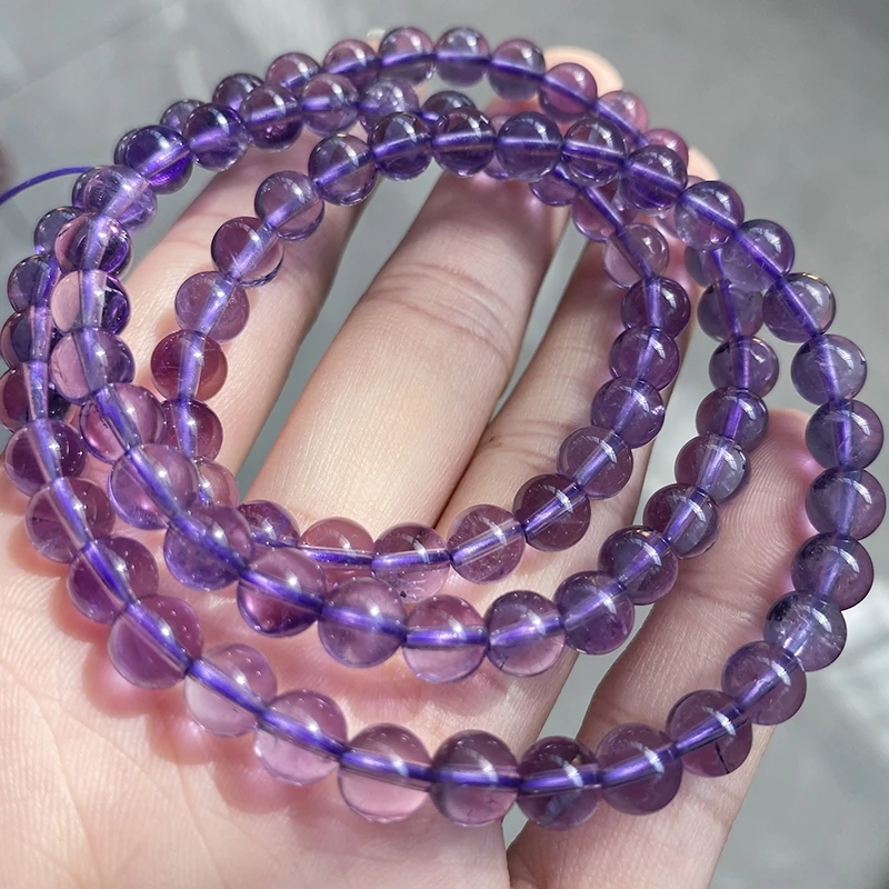 

Natural Lavender Amethyst Quartz Crystal Bracelet 3 Laps Clear Round Beads 6mm Woman Men Crystal Purple Amethyst AAAAAA