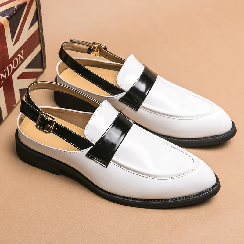 

Summer Men Casual Patent Leather Sandals Cozy Non-slip Cool Lighted Breathable Classic Fashion Comfy Outdoor Shoe Casual Sandals