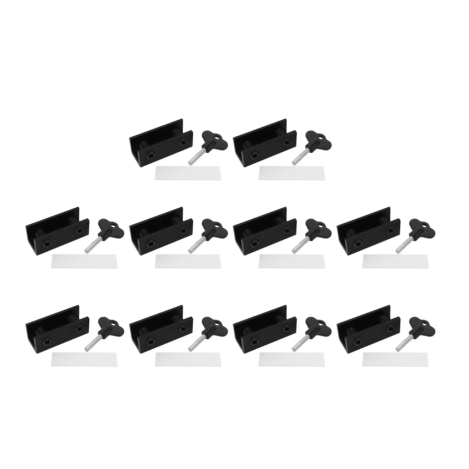 

Window Lock Stopper Sliding Window Lock 10 Set Aluminum Alloy Frame Firm Fixing Dual Holes with Protective Pad for Home