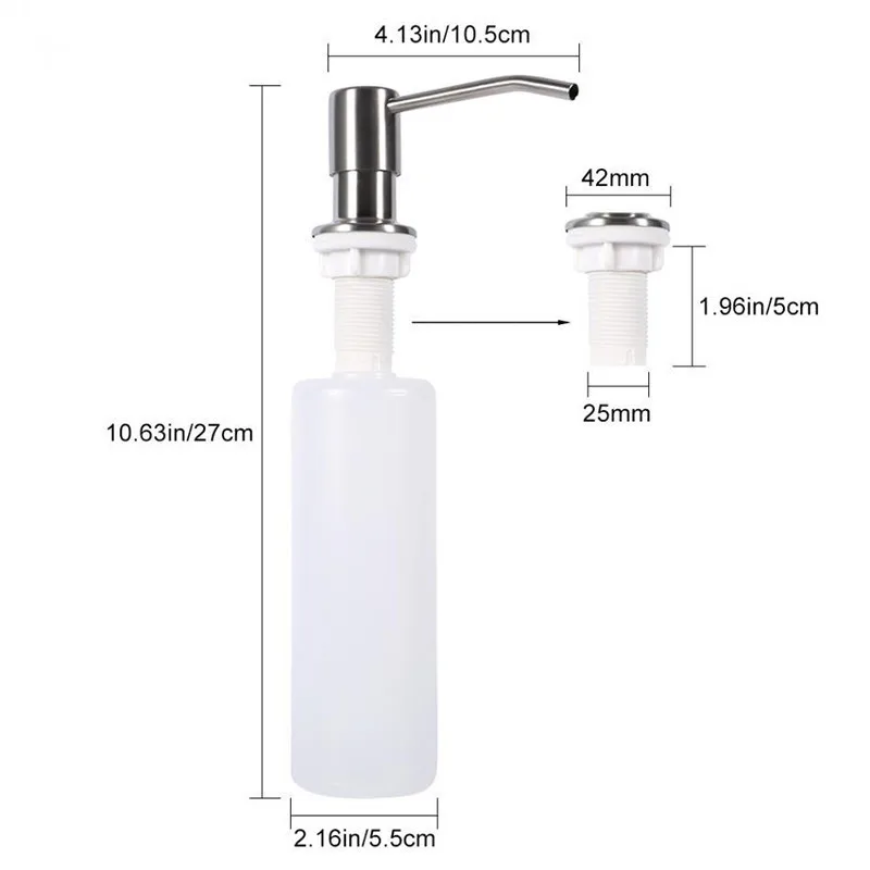 Kitchen Sink Soap Dispenser Brushed Soap Bottle Bathroom Manually Press Soap Bottle Kitchen Accessories 300ML 5