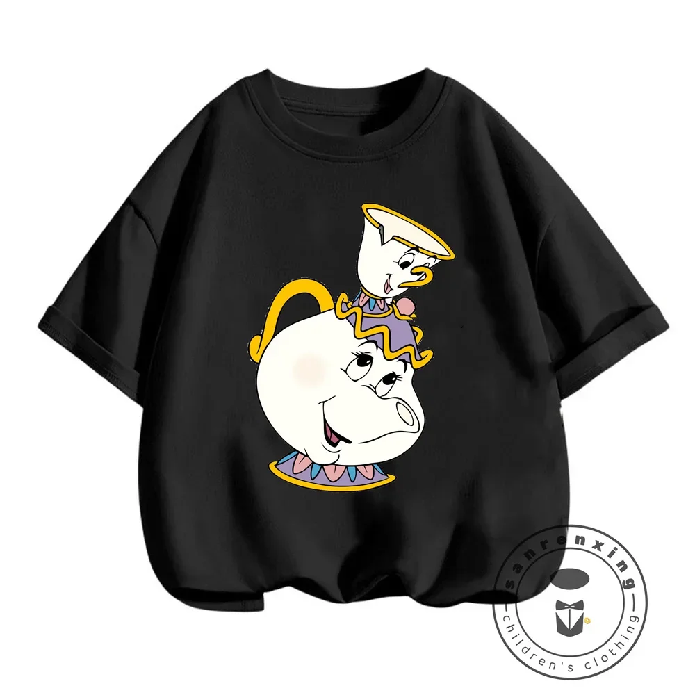 Summer's Disney Cuties Vibrant Beauty and the Beast Prints Enliven Cute, Simple, Hip-Hop Inspired T-shirts for Boys and Girls 4