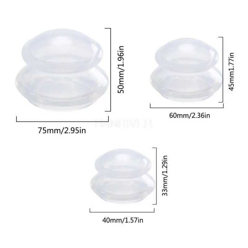 3 pcs/set Silicone cupping cup Silicone cupping device Cupping set Convenient and practical cupping cup 3