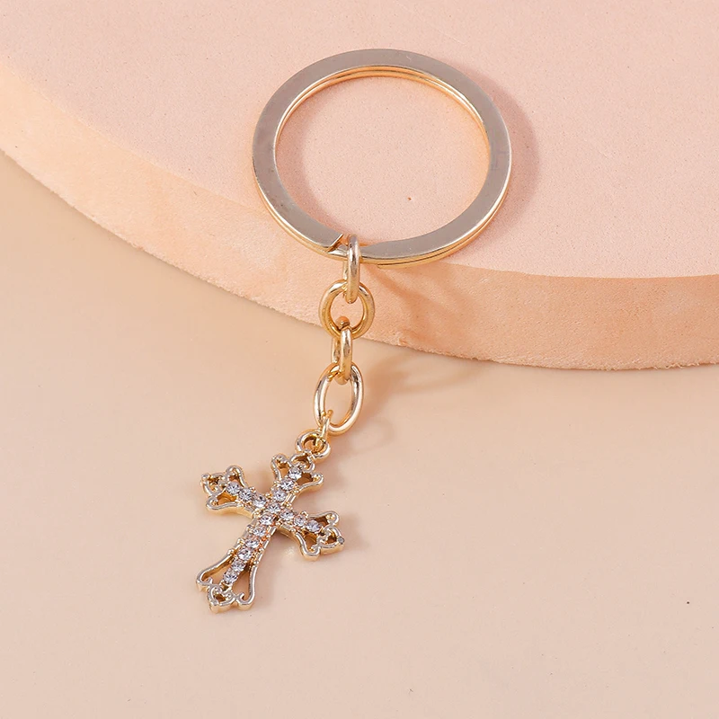 Mode Kristall Kreuz Charms Schlüssel anhänger Souvenir Geschenke für Frauen Männer Auto Schlüssel Handtasche Anhänger Schlüssel ringe DIY Schmuck Zubehör – Detail 4
