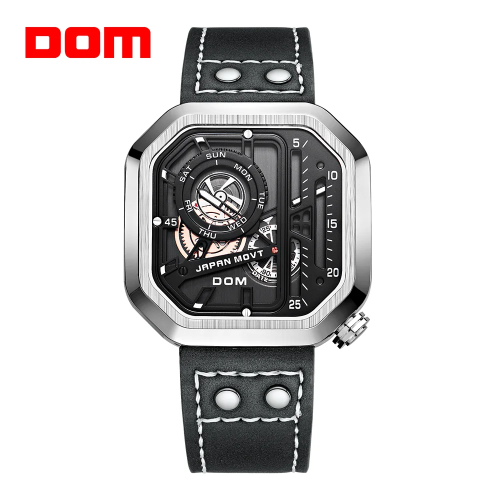 DOM watch fashion creative chronograph calendar quartz openwork punk style waterproof men's watch free shipping creative cherry blossoms leave comments memos memo pad 5pcs free shipping