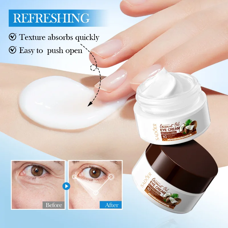 SADOER Coconut Eye Cream Moisturizing Anti Dark Circles Anti Wrinkles Ant-Aging Whitening Eyes Skin Care Products