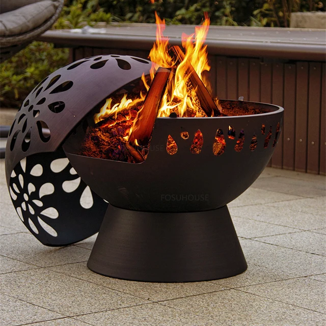 Északi Többfunkciós Faszén Brazier Vas Acél Tűzhely A Kültéri Fűtés Kemping Grill Kreatív Kerek Téli U