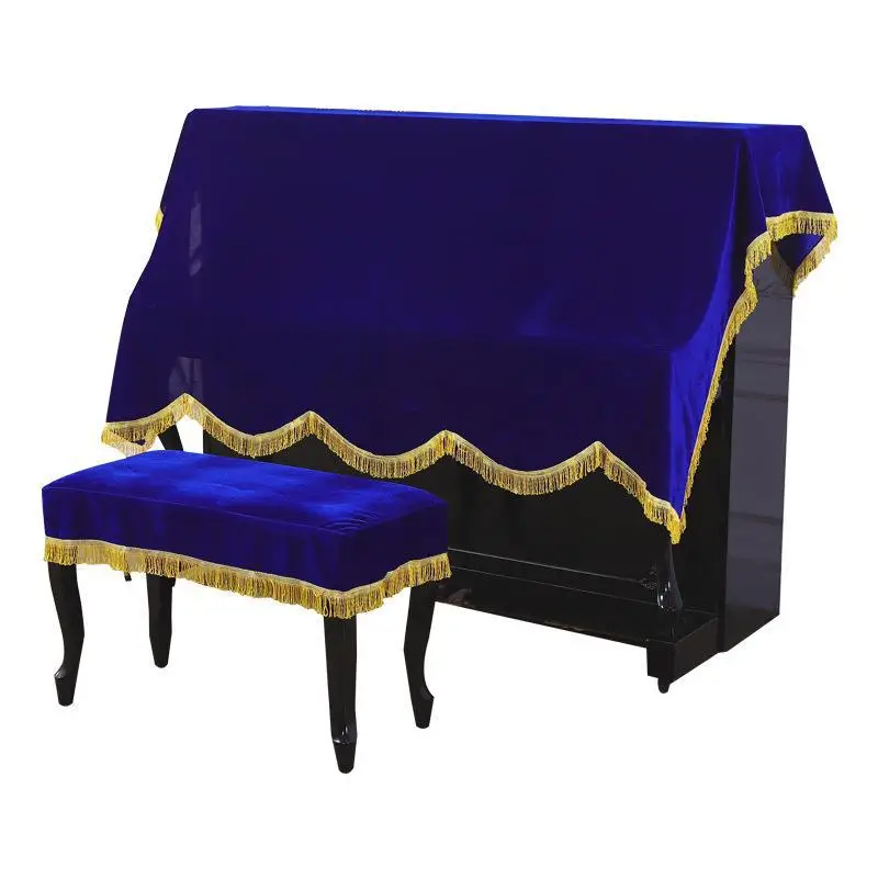 European Style Fashionable Piano Cover Gold Velvet Piano Cover Drape Fabric Tassel Edging Design Silky Smooth Dust