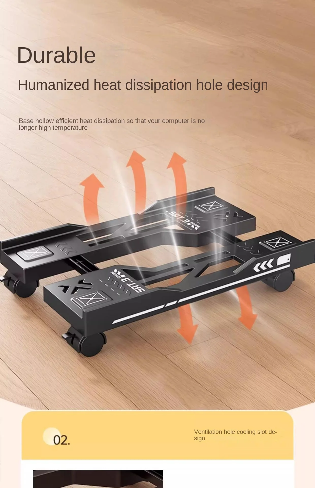 New CPU Stand Adjustable Bracket PC Holder Cart Mobile Computer Tower Stand with Rolling Caster Wheels Adjustable Desktop Stand