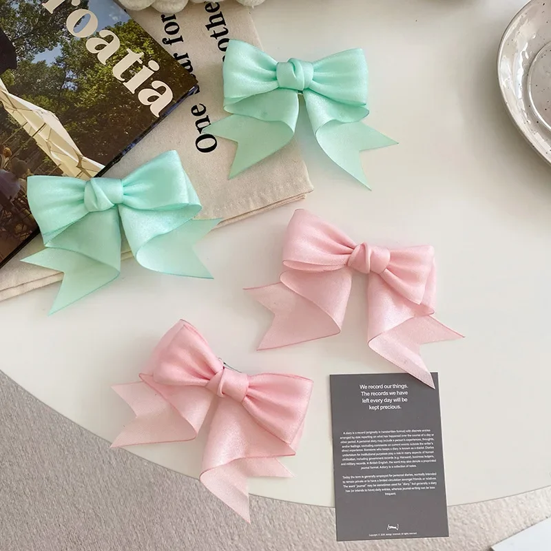 

Korean New Sweet Bow Hairpins Solid Bowknot Hair Clips for Girls Satin Butterfly Barrettes Hair Accessories for Women Headdress