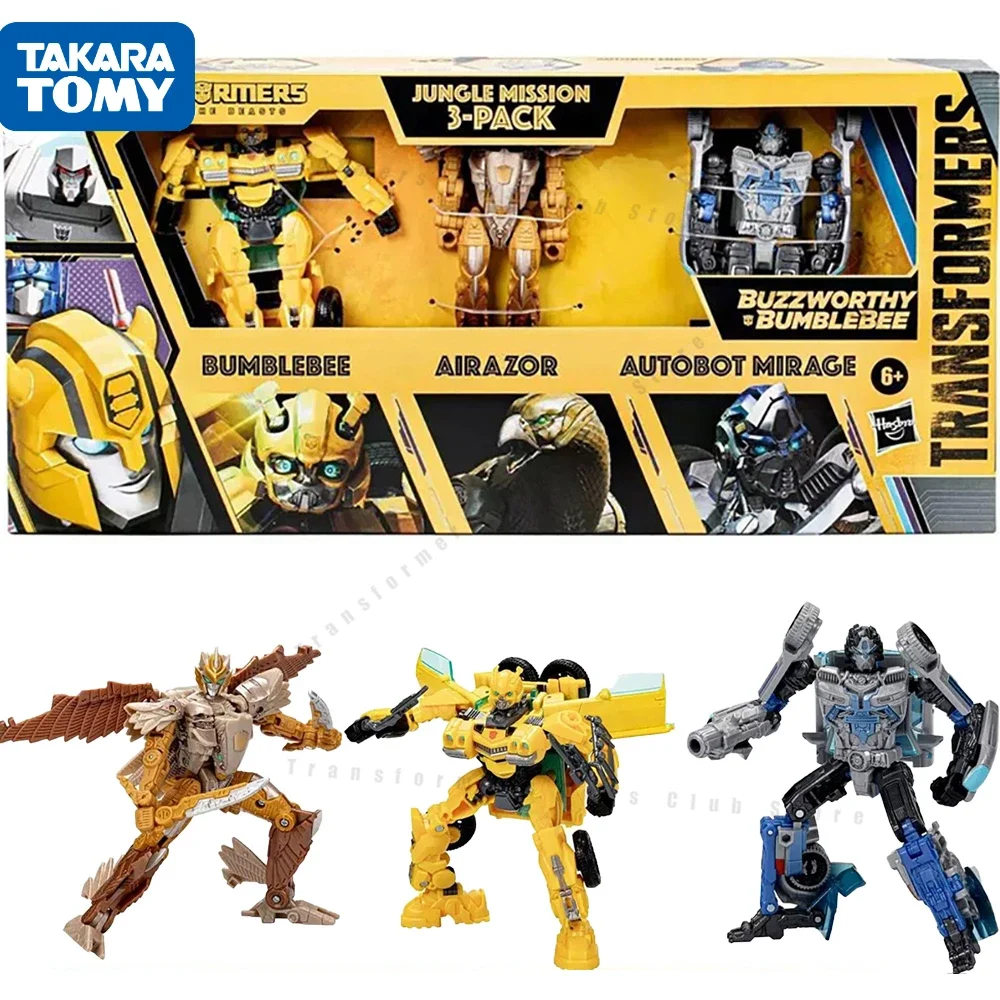 

В наличии Оригинальные Трансформеры TAKARA TOMY Rise of The Beast Mission Jungle Bumblebee Airazor Mirage набор экшн-фигурок, игрушка в подарок