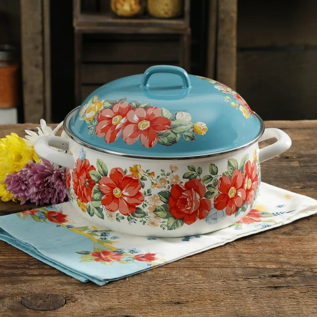 The Pioneer Woman Vintage Bloom 3-Quart Enamel Cast IronDutch Oven 