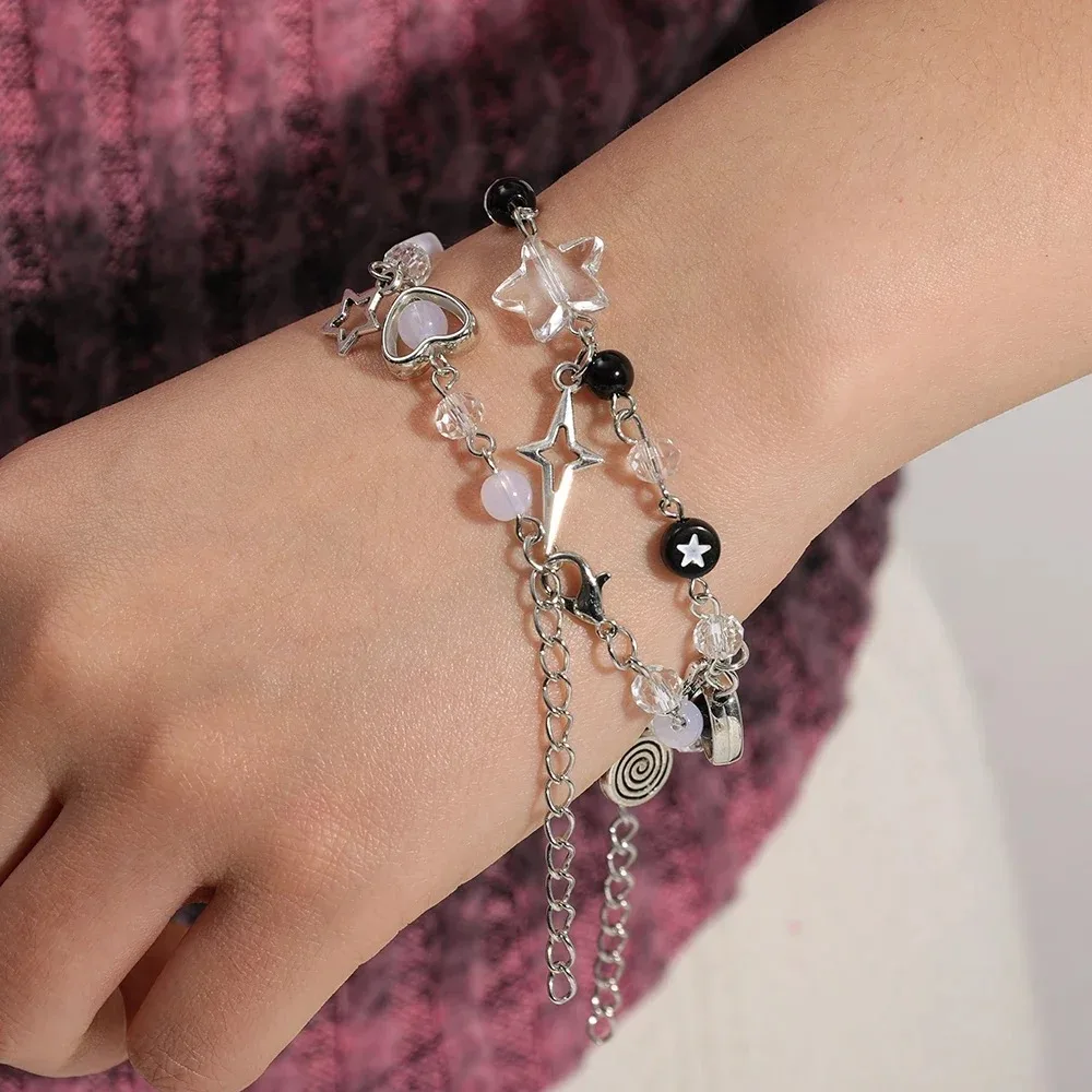 New Alloy Hollow Five-pointed Star Bracelet Adjustable Vintage Tredny Y2K Couple Bracelets Punk Matching Bracelets